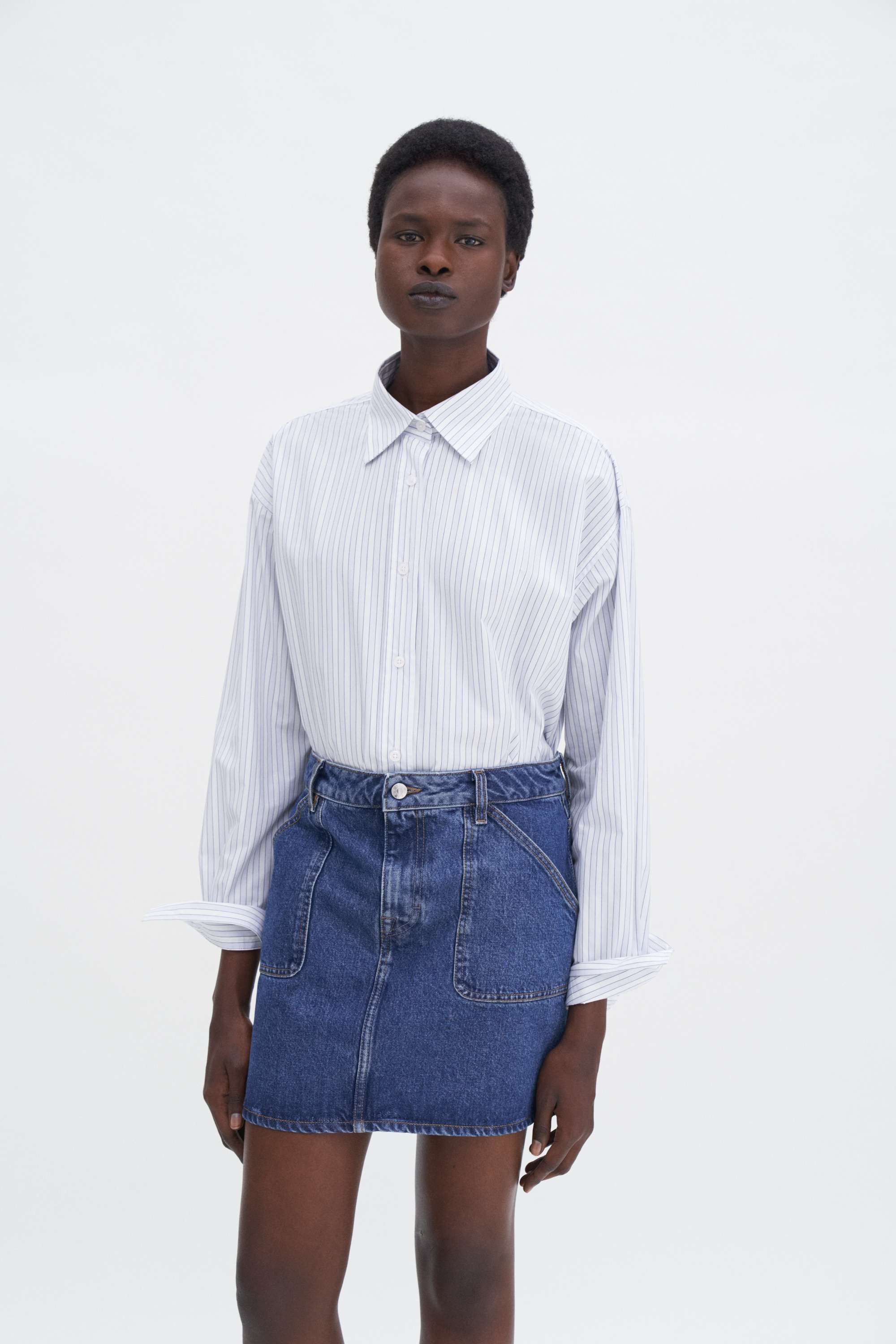Filippa K Patch Pocket Mini Skirt In Blue