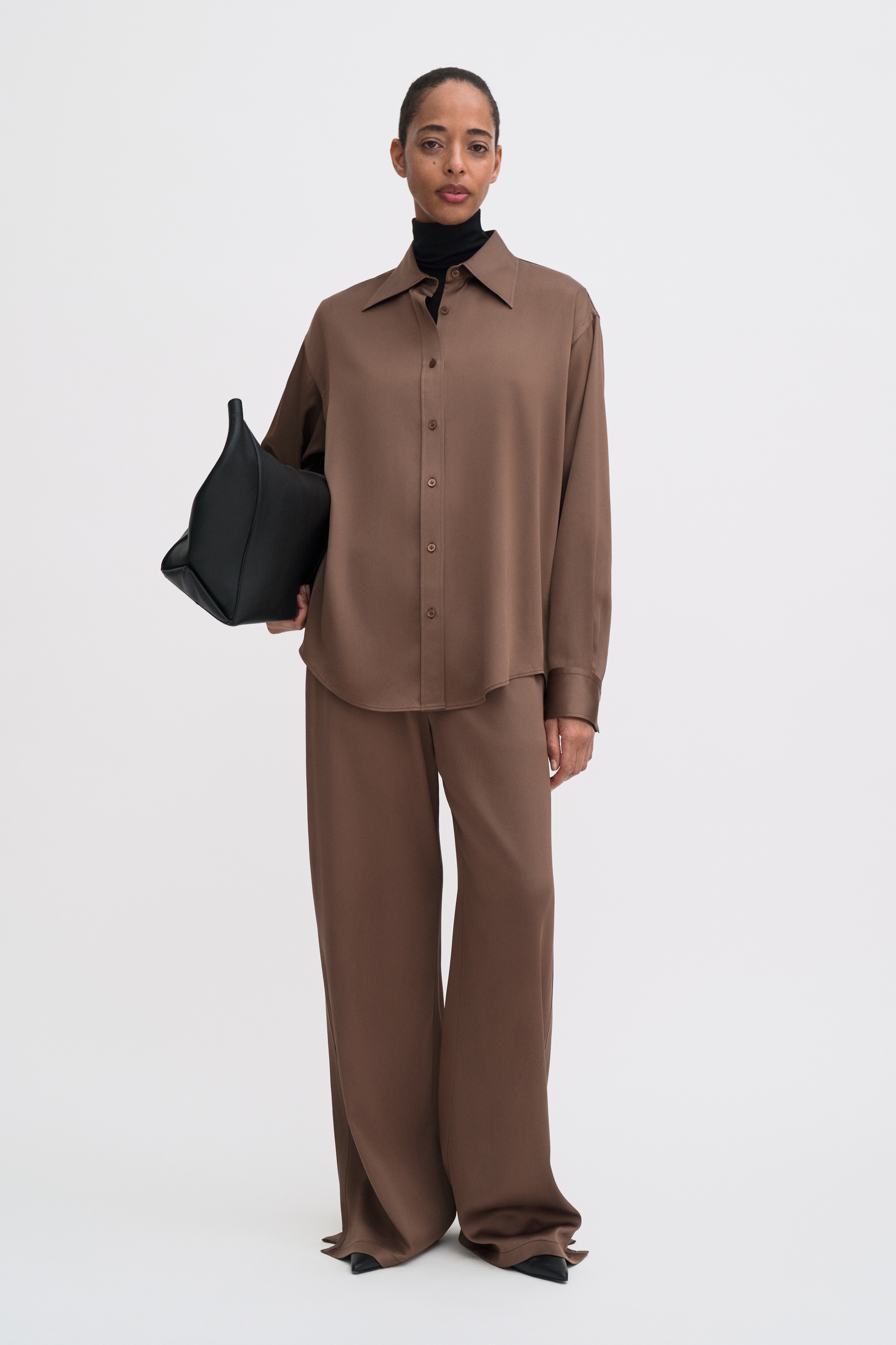 Filippa K Satin Shirt In Brown