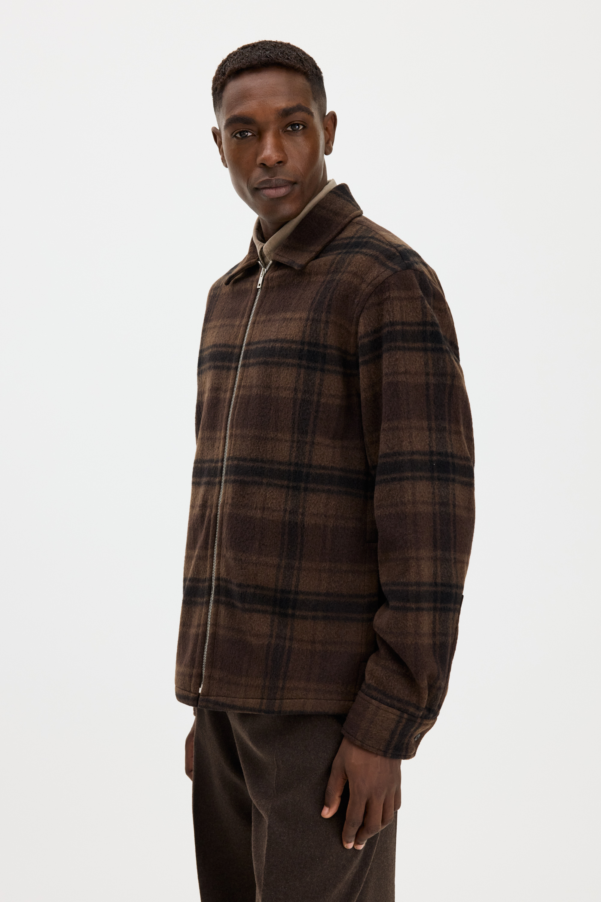 Filippa K Check Wool Liner Jacket In Brown Check
