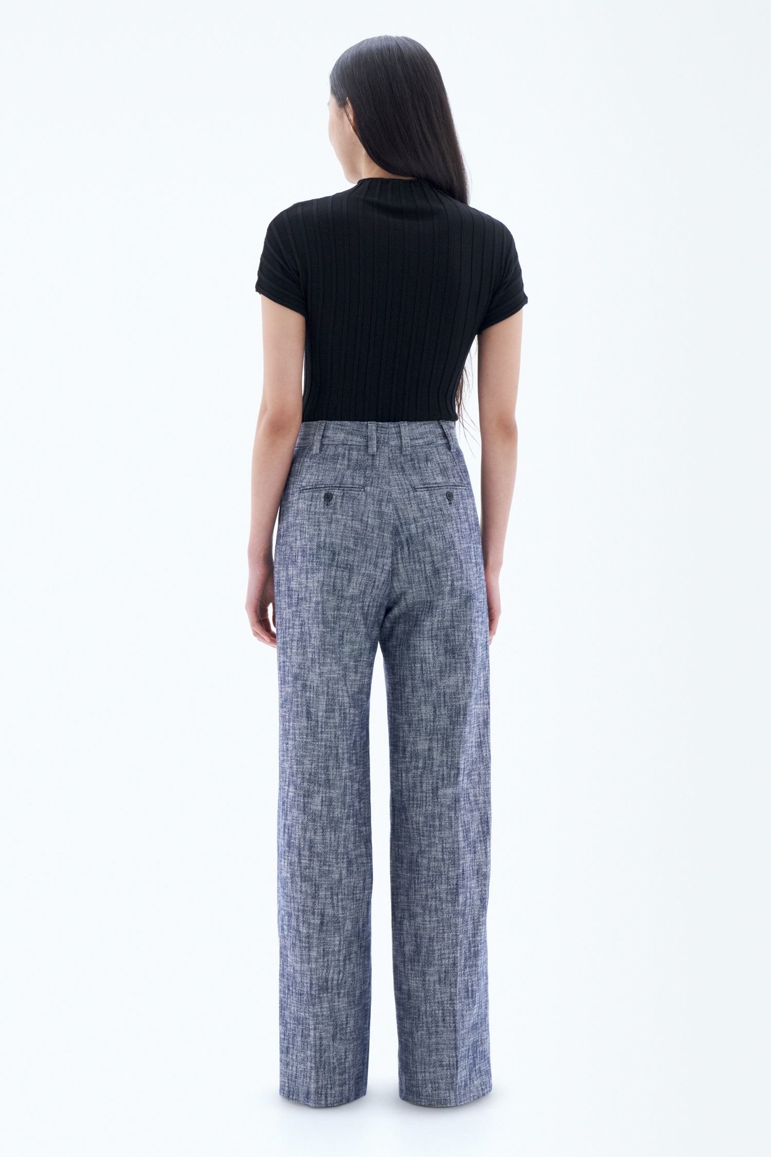 Shop Filippa K Darcey Textured Trousers In Blue