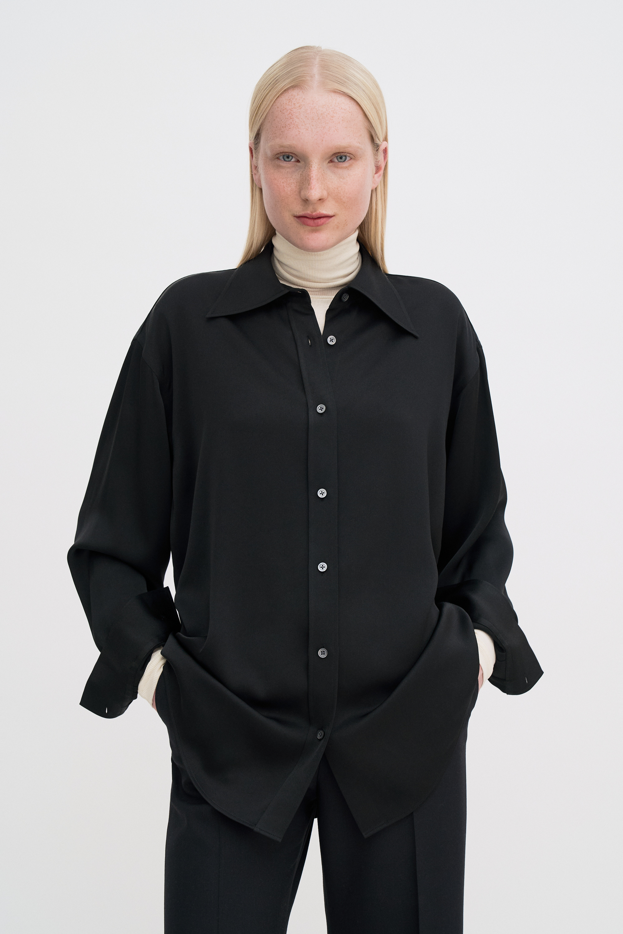 Filippa K Satin Shirt In Black