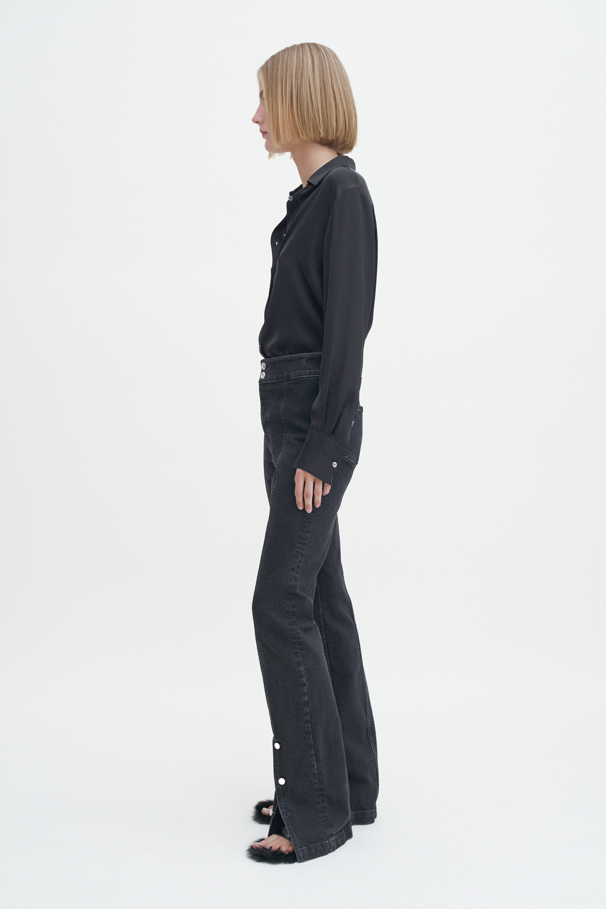 Filippa K 90s Stretch Button Front Jeans In Black