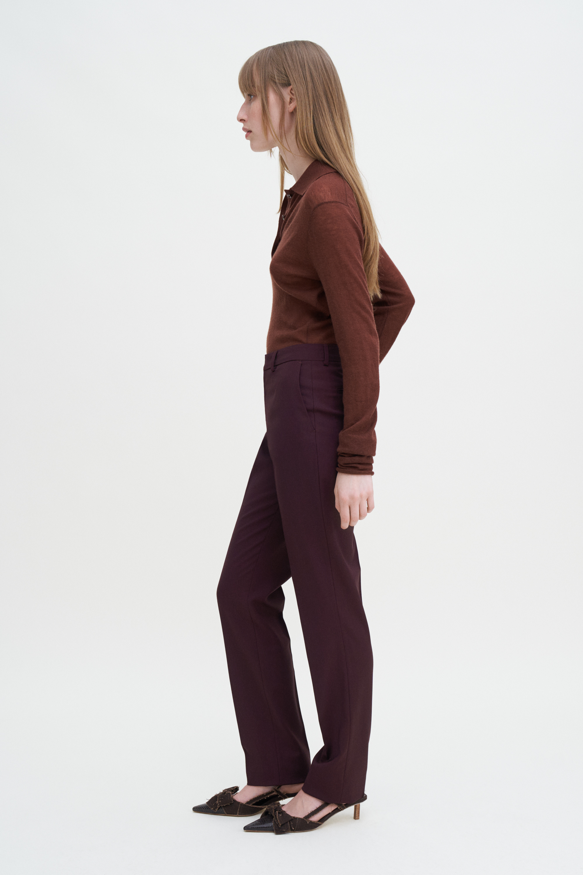 Shop Filippa K Emma Wool Trousers In Purple