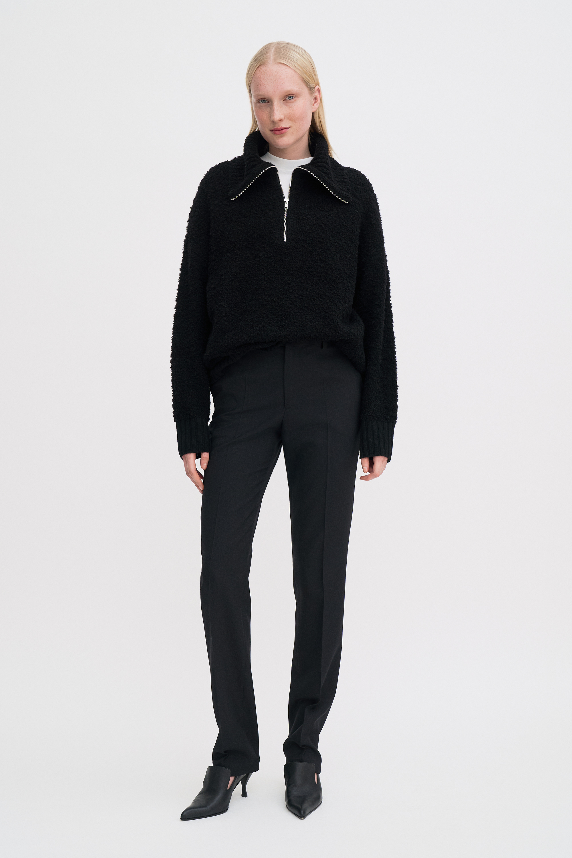 Filippa K Fluffy Half Zip Sweater In Black