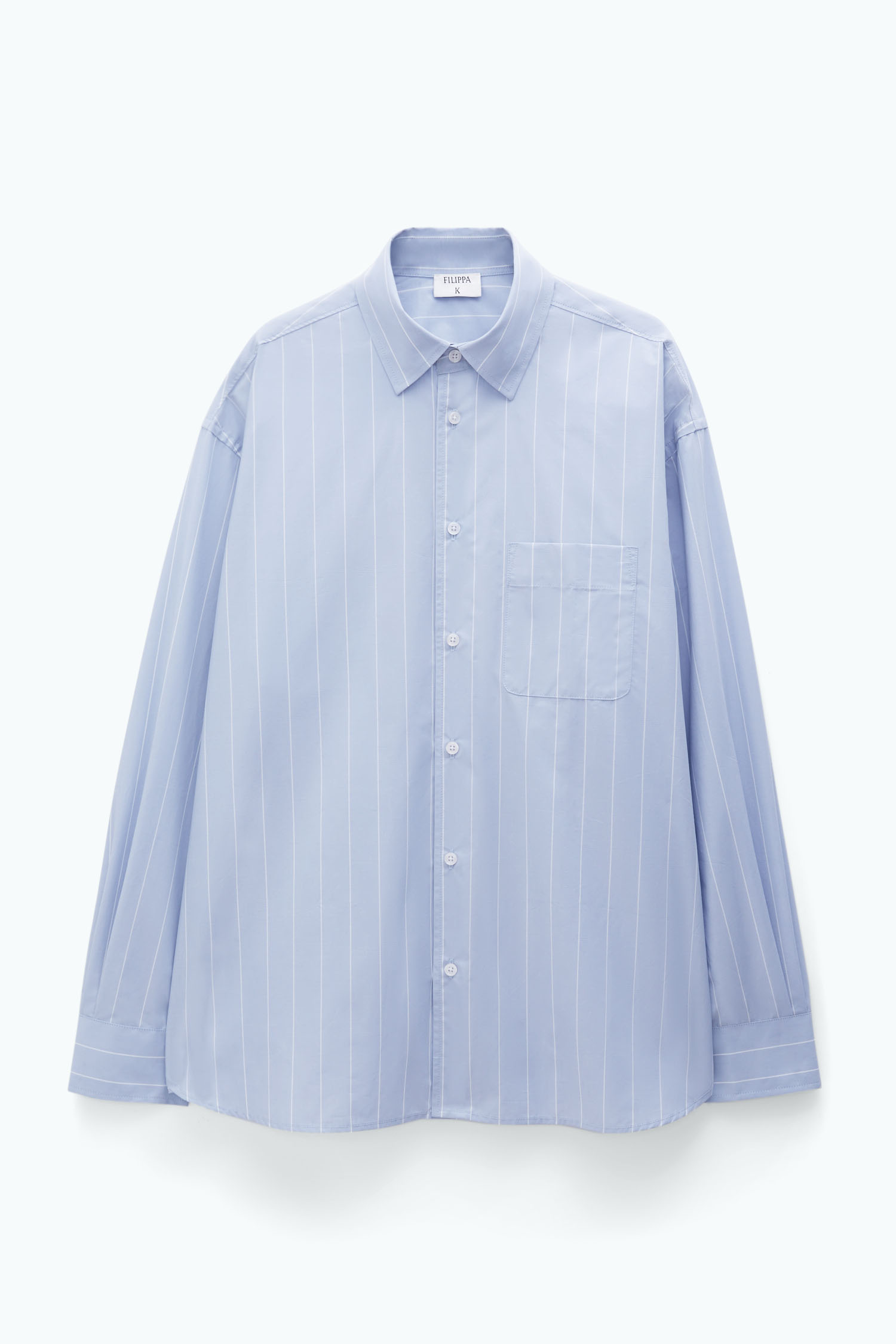 Shop Filippa K Striped Cotton Poplin Shirt In Blue