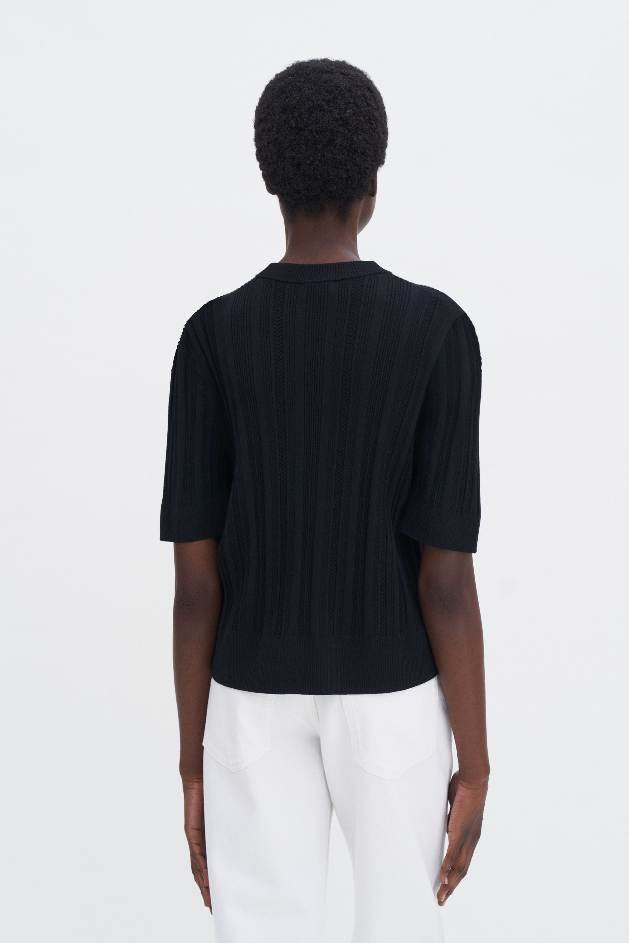 Filippa K Braid Knit T-shirt In Black
