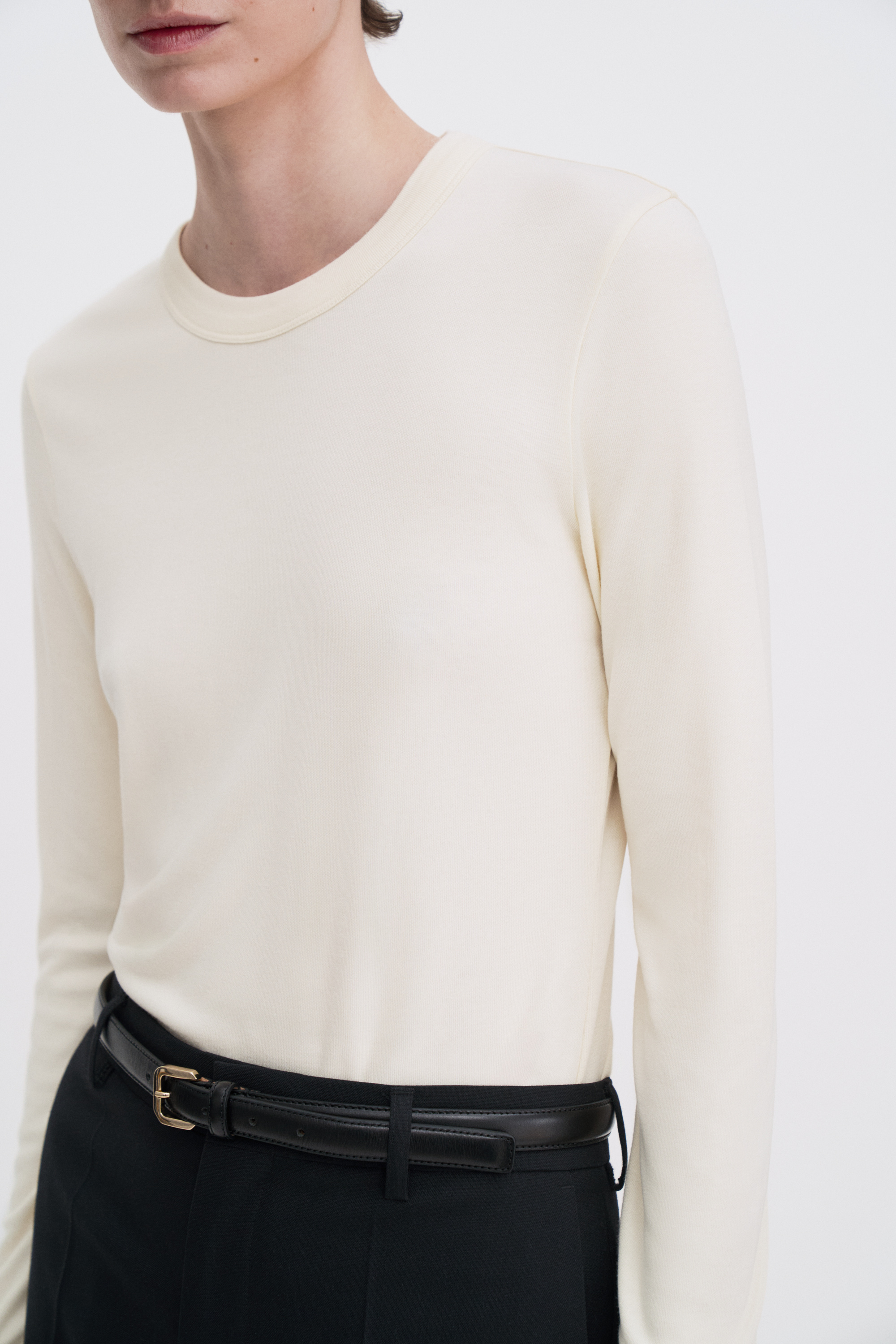 Filippa K Soft Ribbed Jersey Top In White