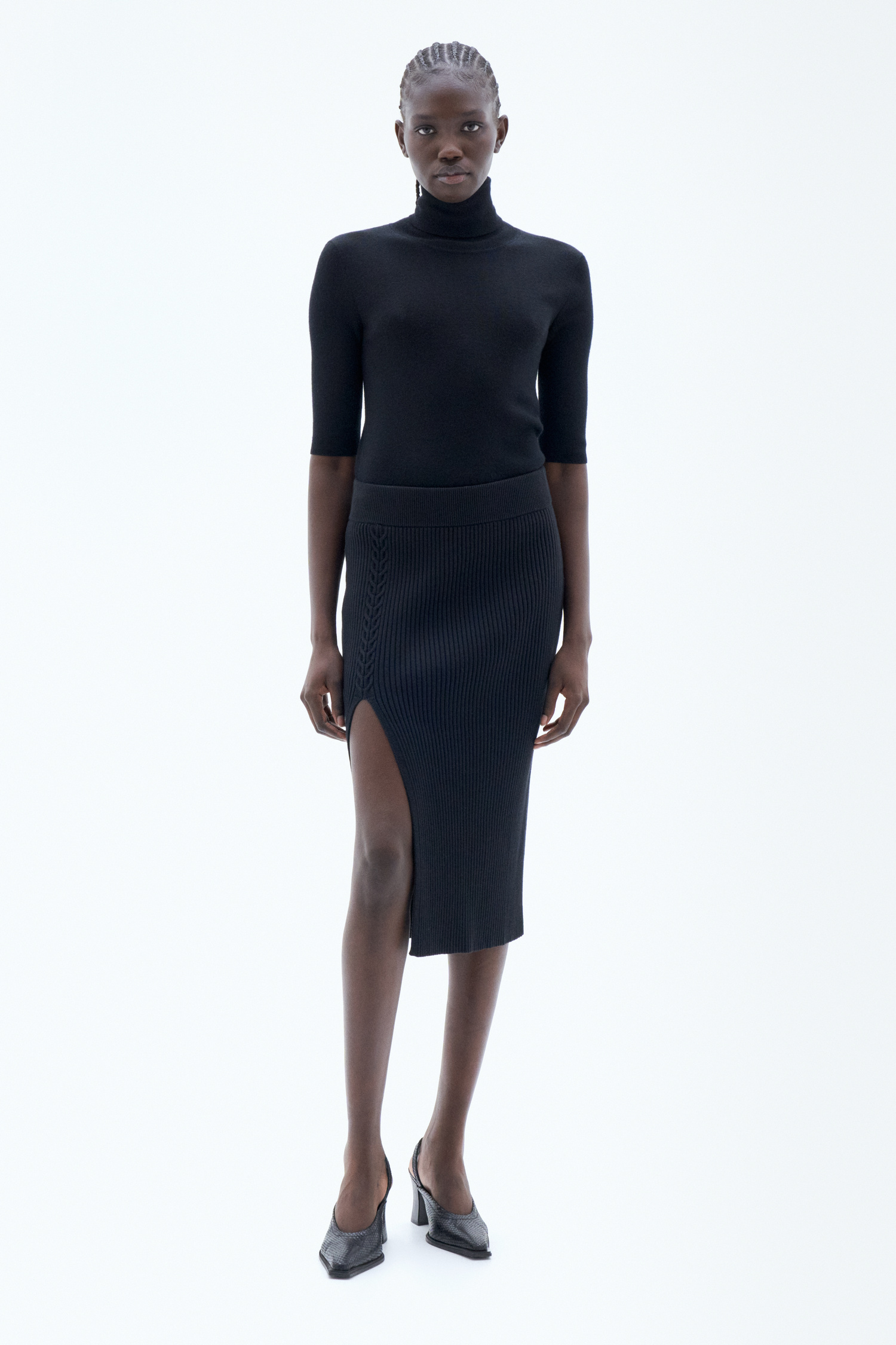 Filippa K Asymmetric Braid Skirt In Black