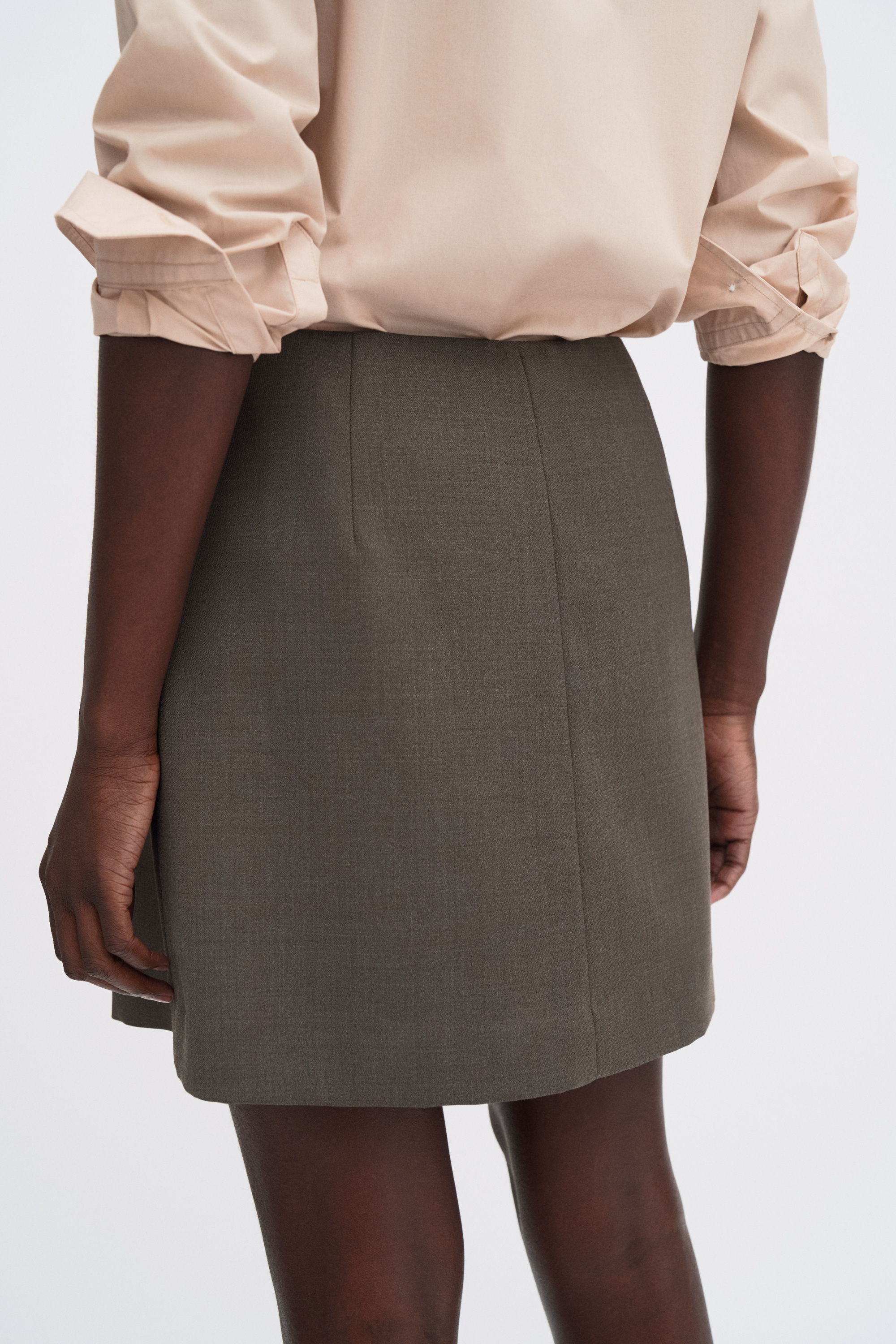 Filippa K Wool Mini Skirt In Brown