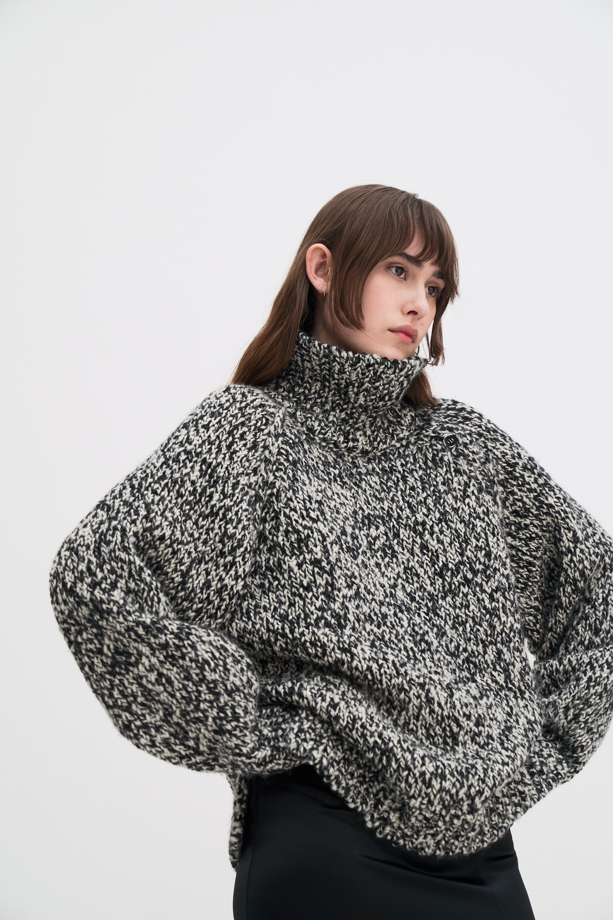 Filippa K Wool Alpaca Mouliné Sweater In Black