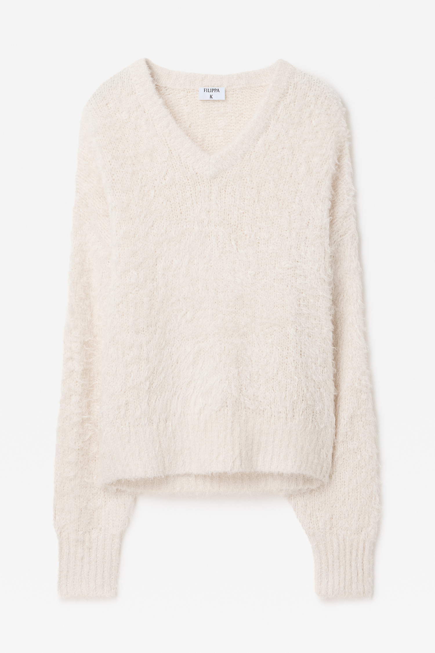 Filippa K Fluffy Silk V-neck Sweater In White
