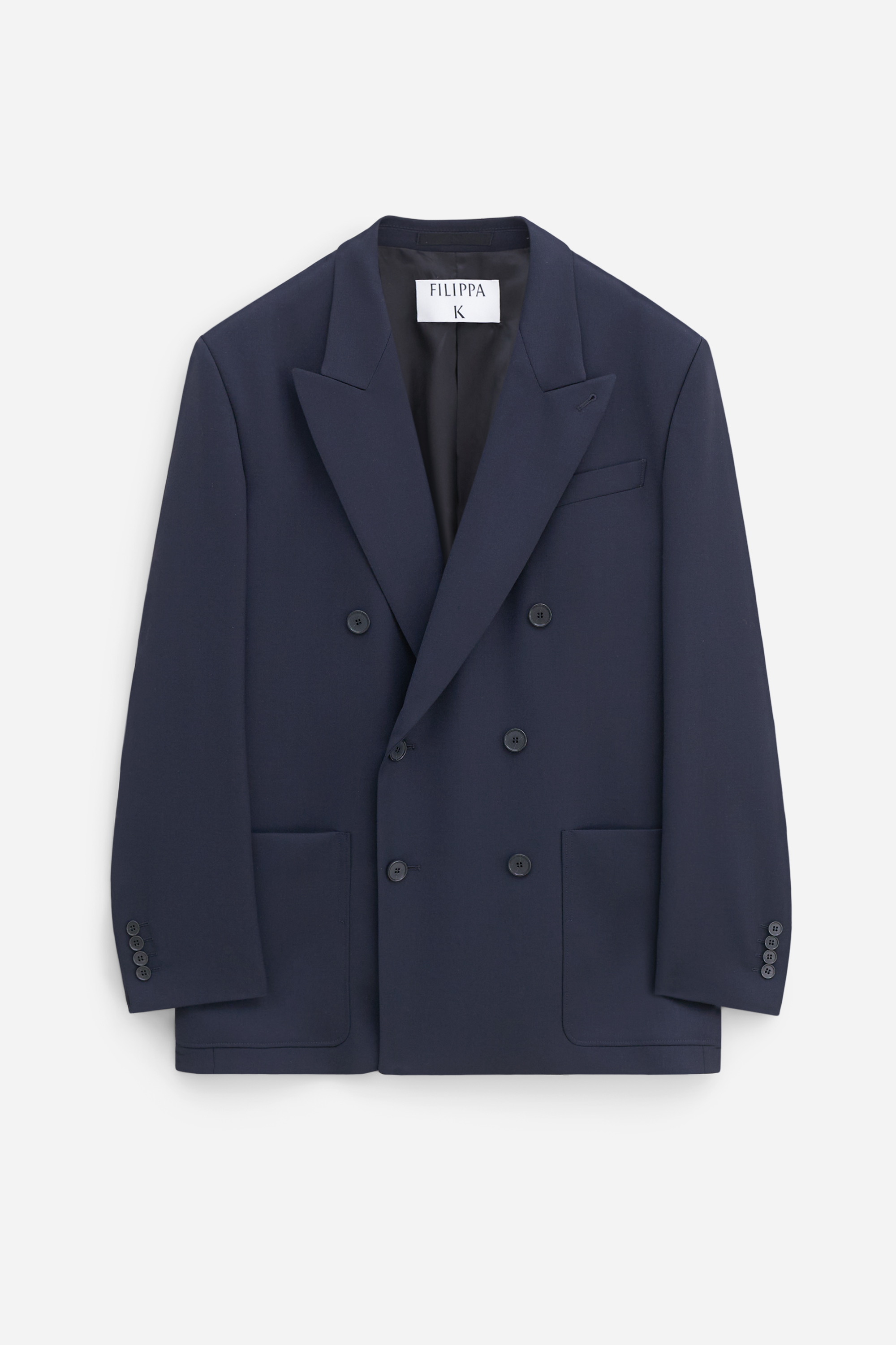 Filippa K Patch Pocket Double Breasted Blazer In Blue