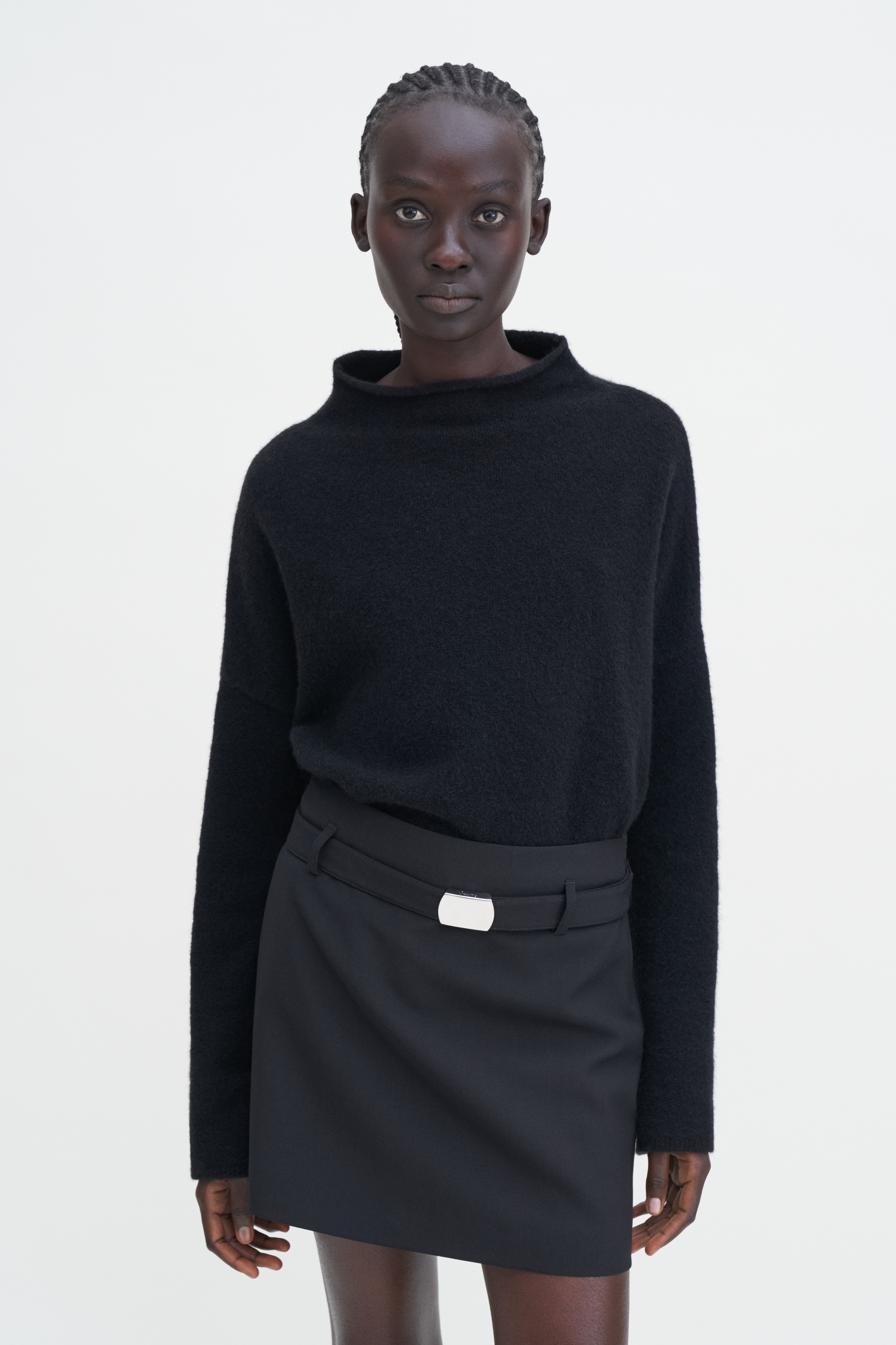 Filippa K Wool Mini Belt Skirt In Black