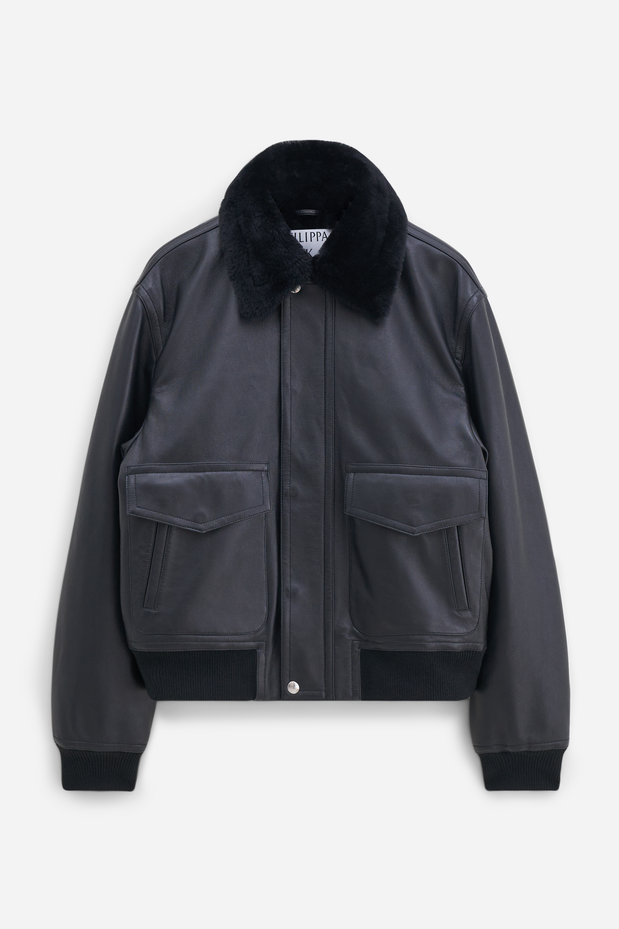 Filippa K Leather Aviator Jacket In Black