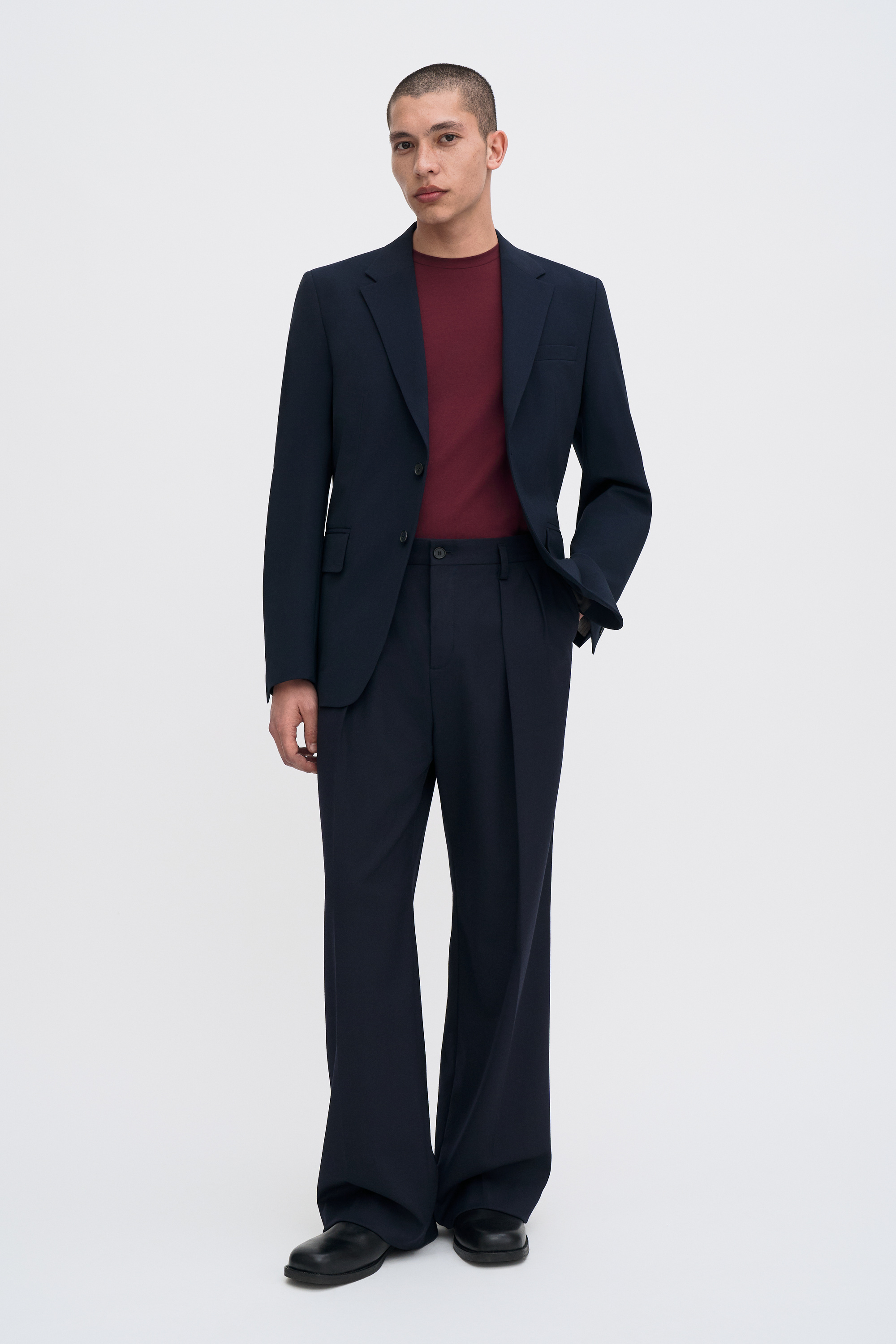Filippa K Stretch Cotton Tee In Burgundy