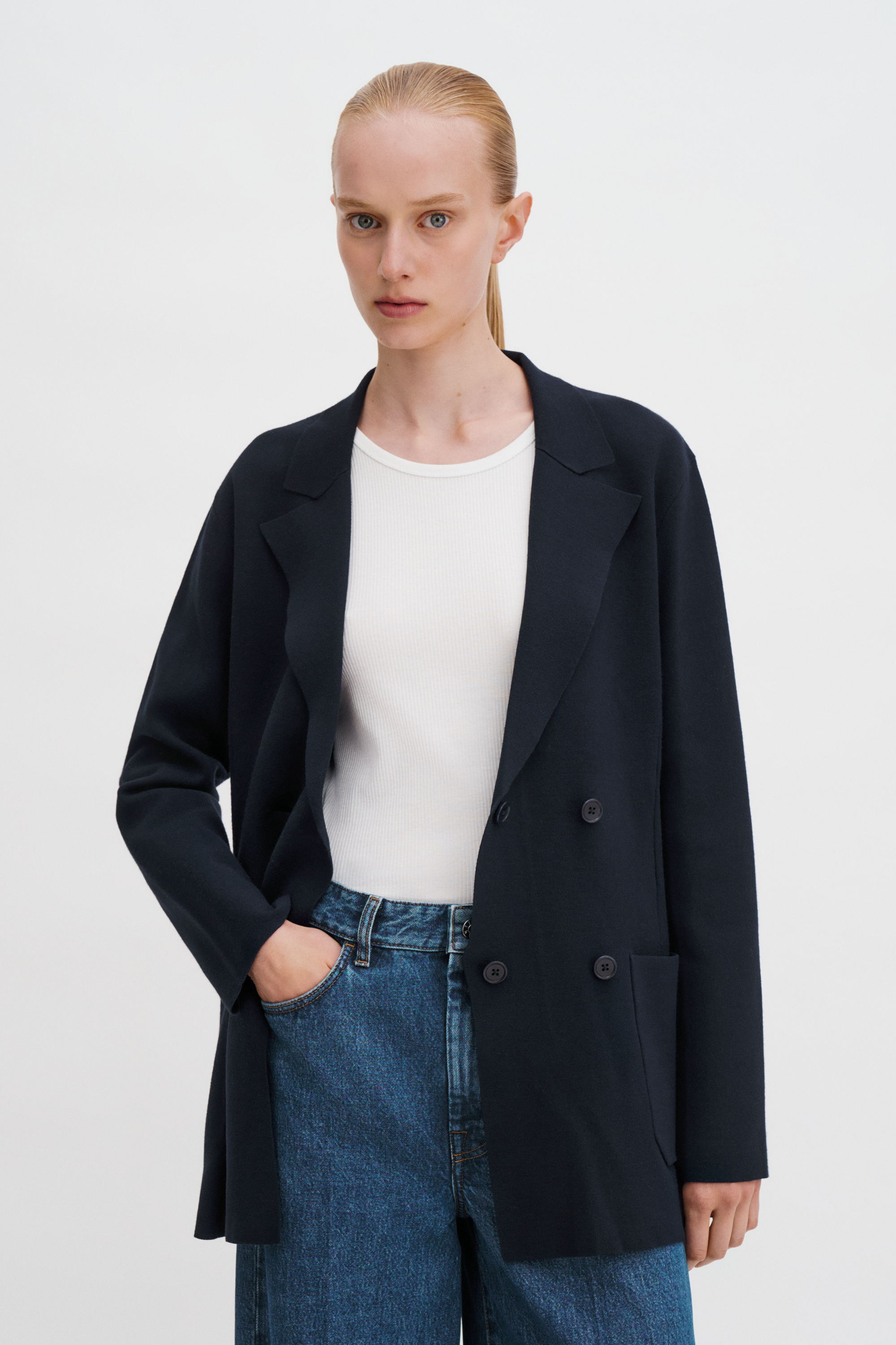 Filippa K Milano Knit Blazer In Blue