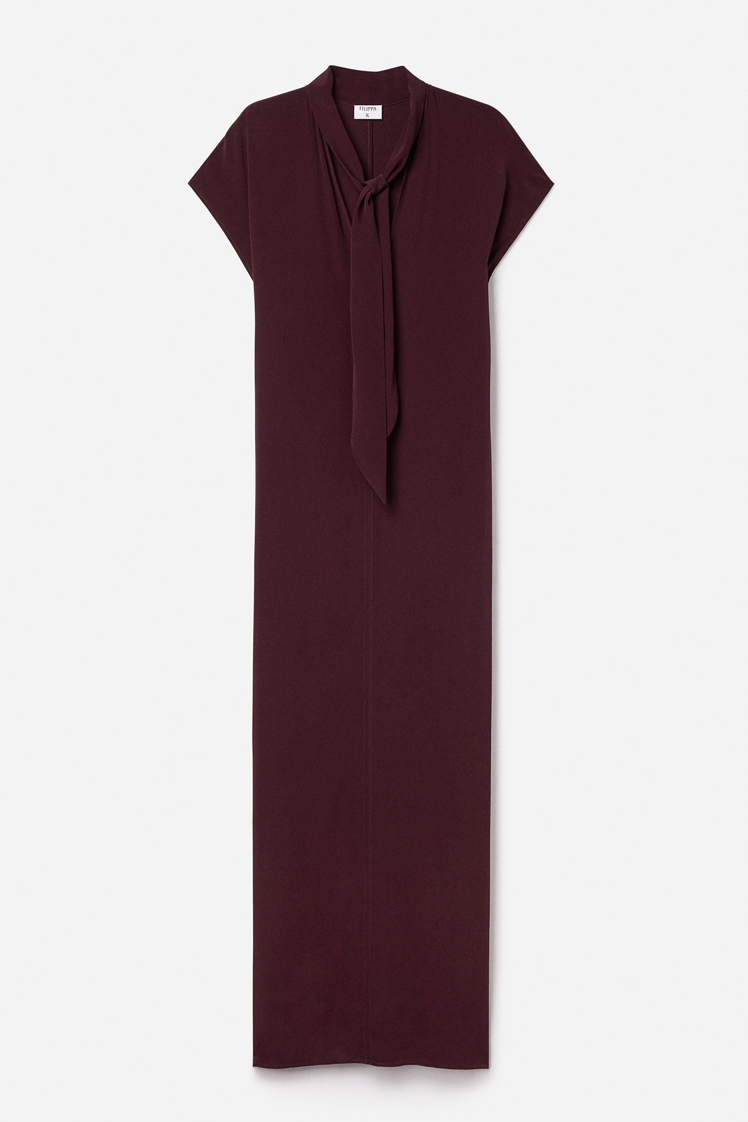 Filippa K Long Tie-neck Dress In Burgundy