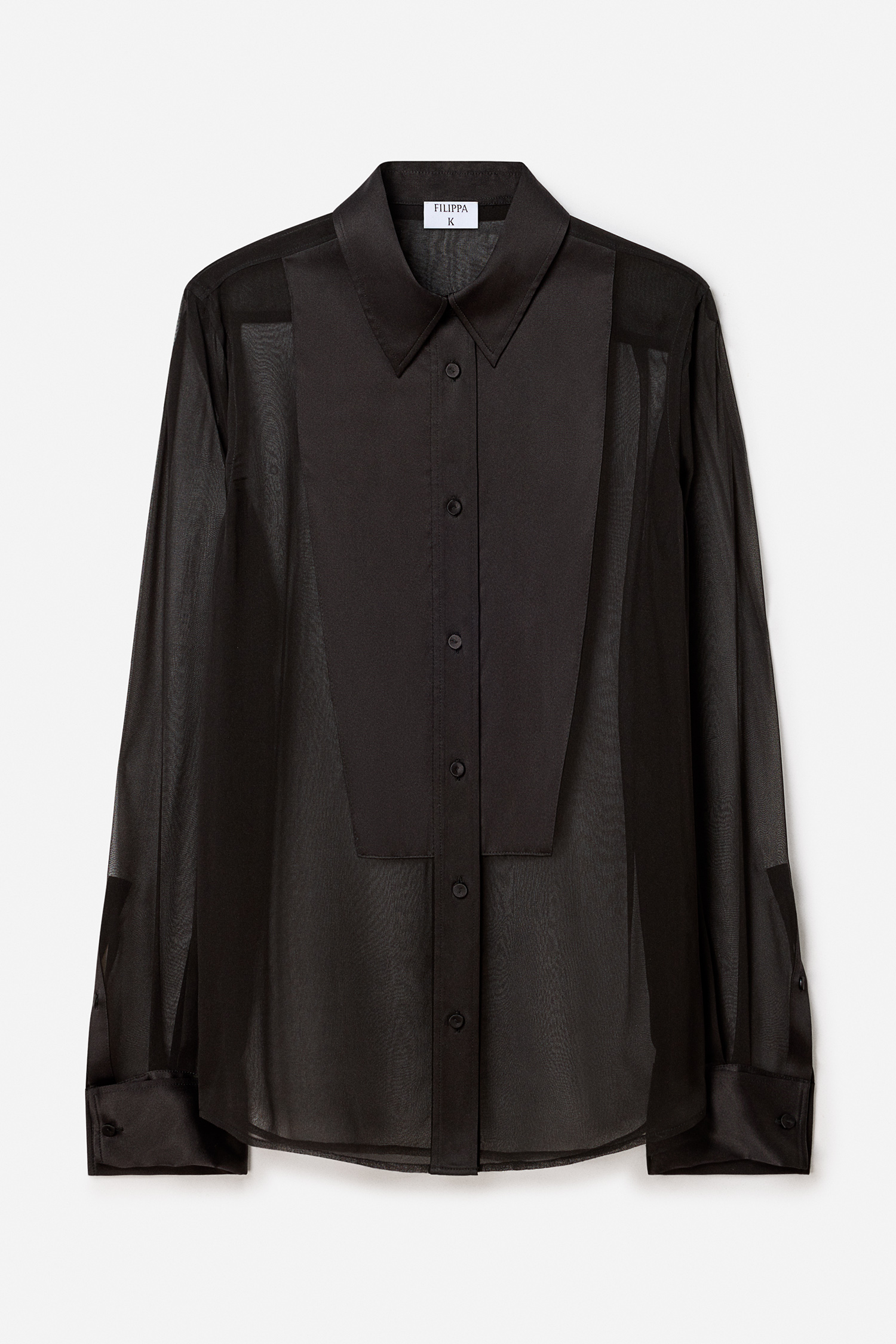 Filippa K Sheer Silk Tuxedo Shirt In Multi