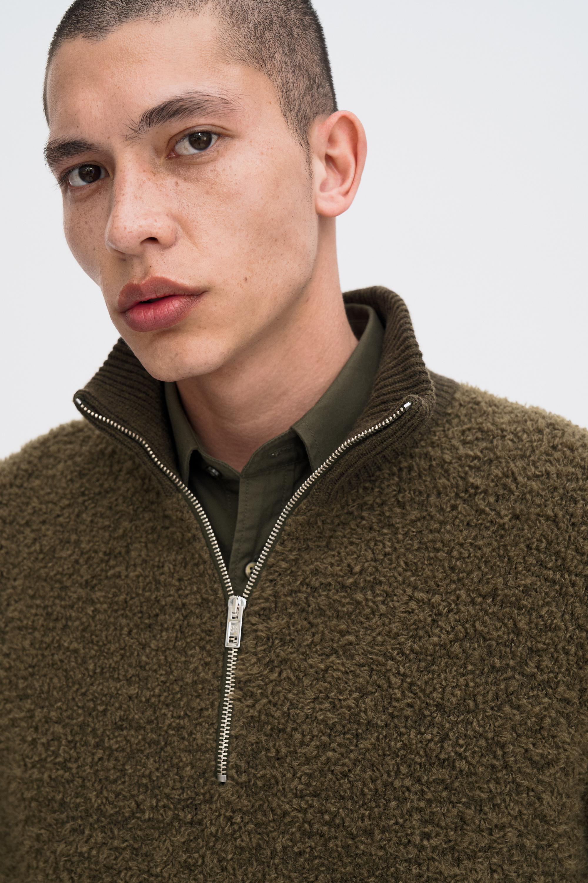 Filippa K Fluffy Half Zip Sweater In Brown