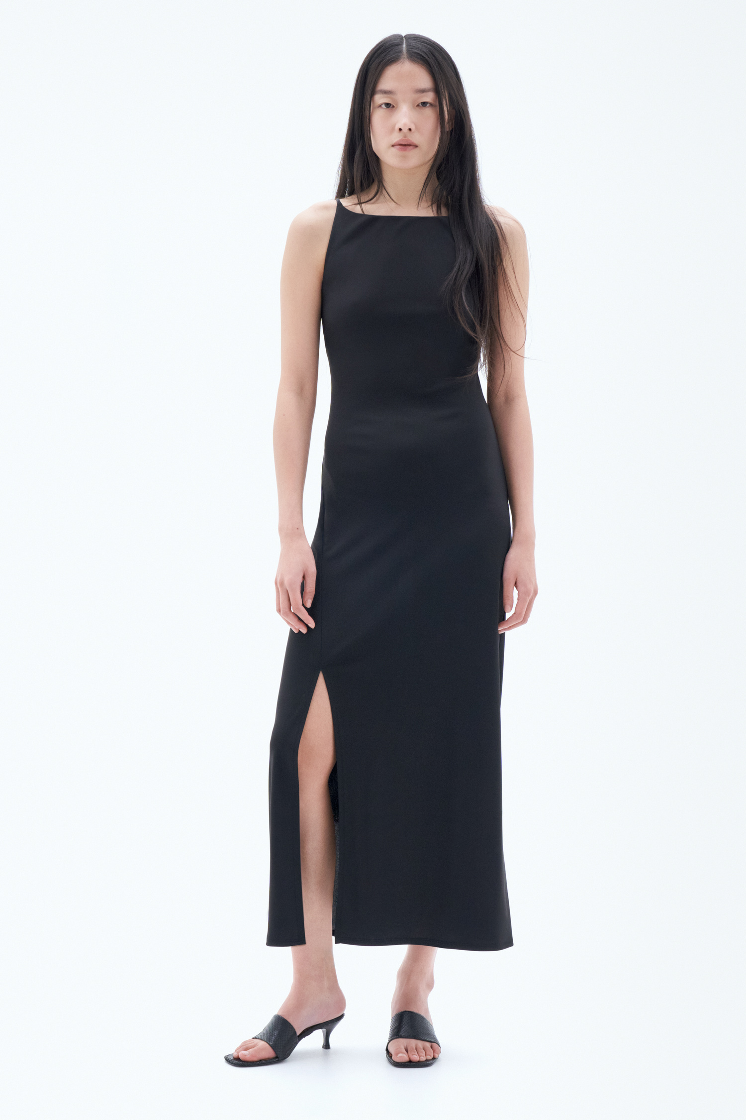Shop Filippa K High Neck Slip Dress In Black