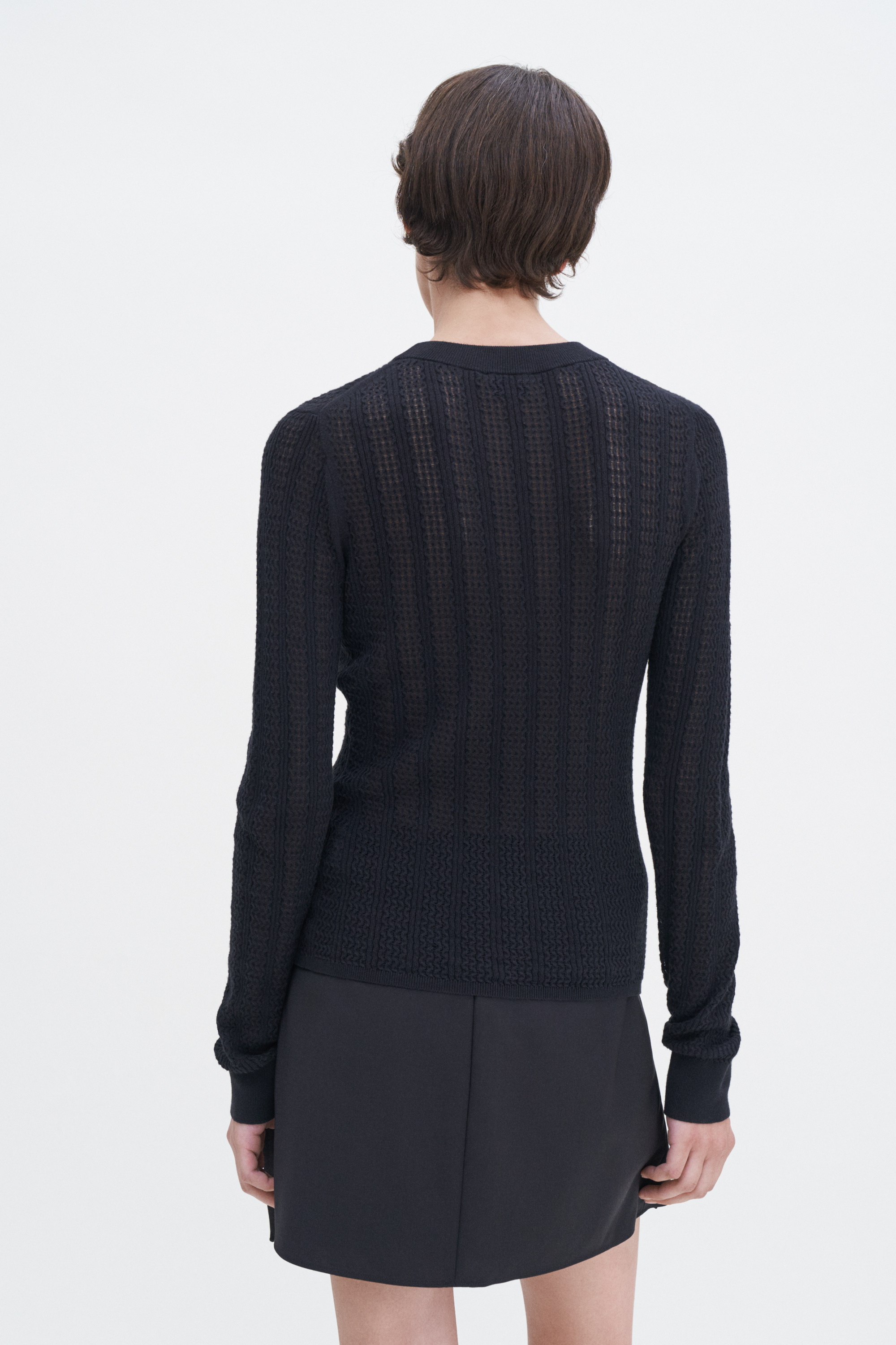 Filippa K Lace Knit Top In Black