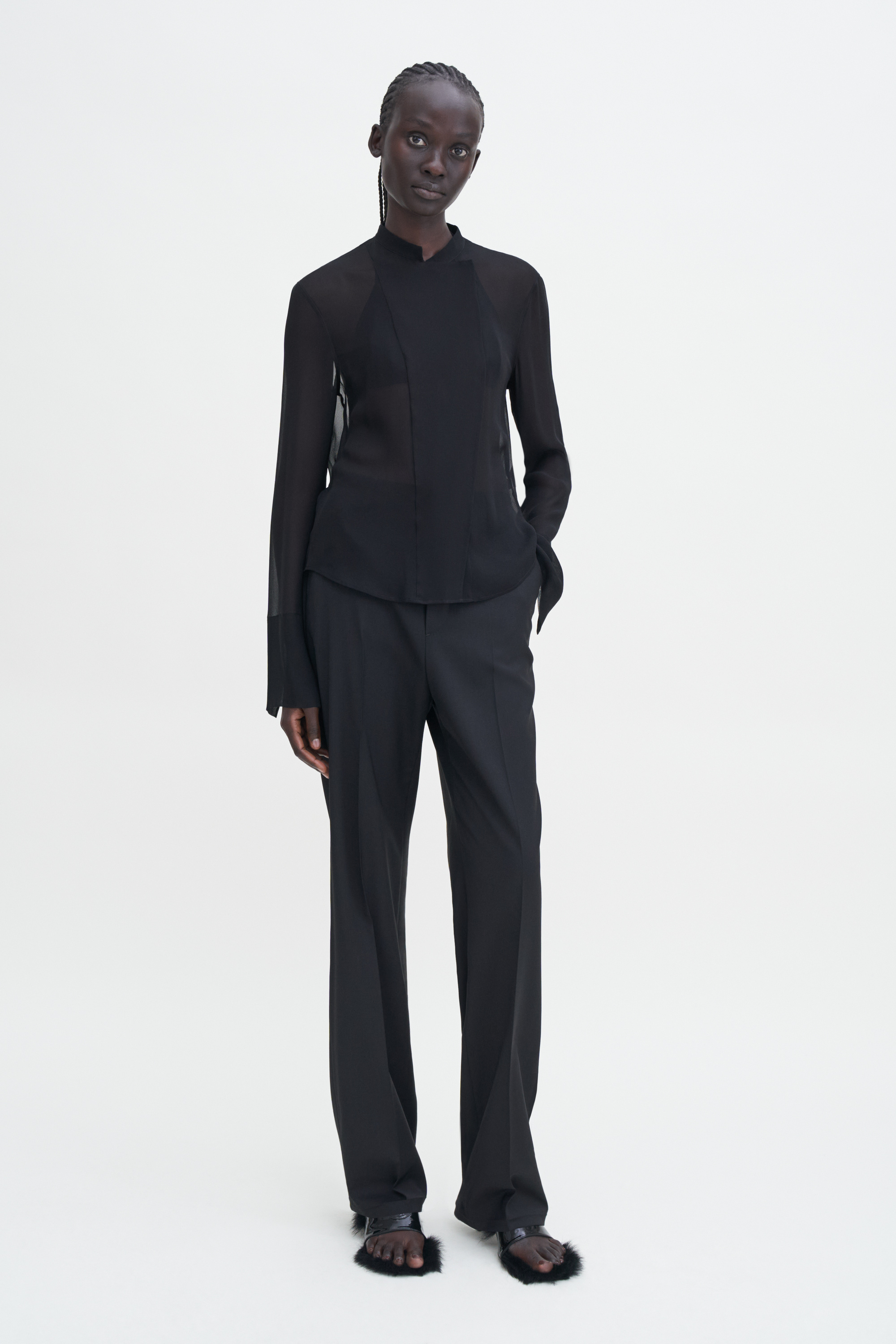 Filippa K Silk Placket Blouse In Black