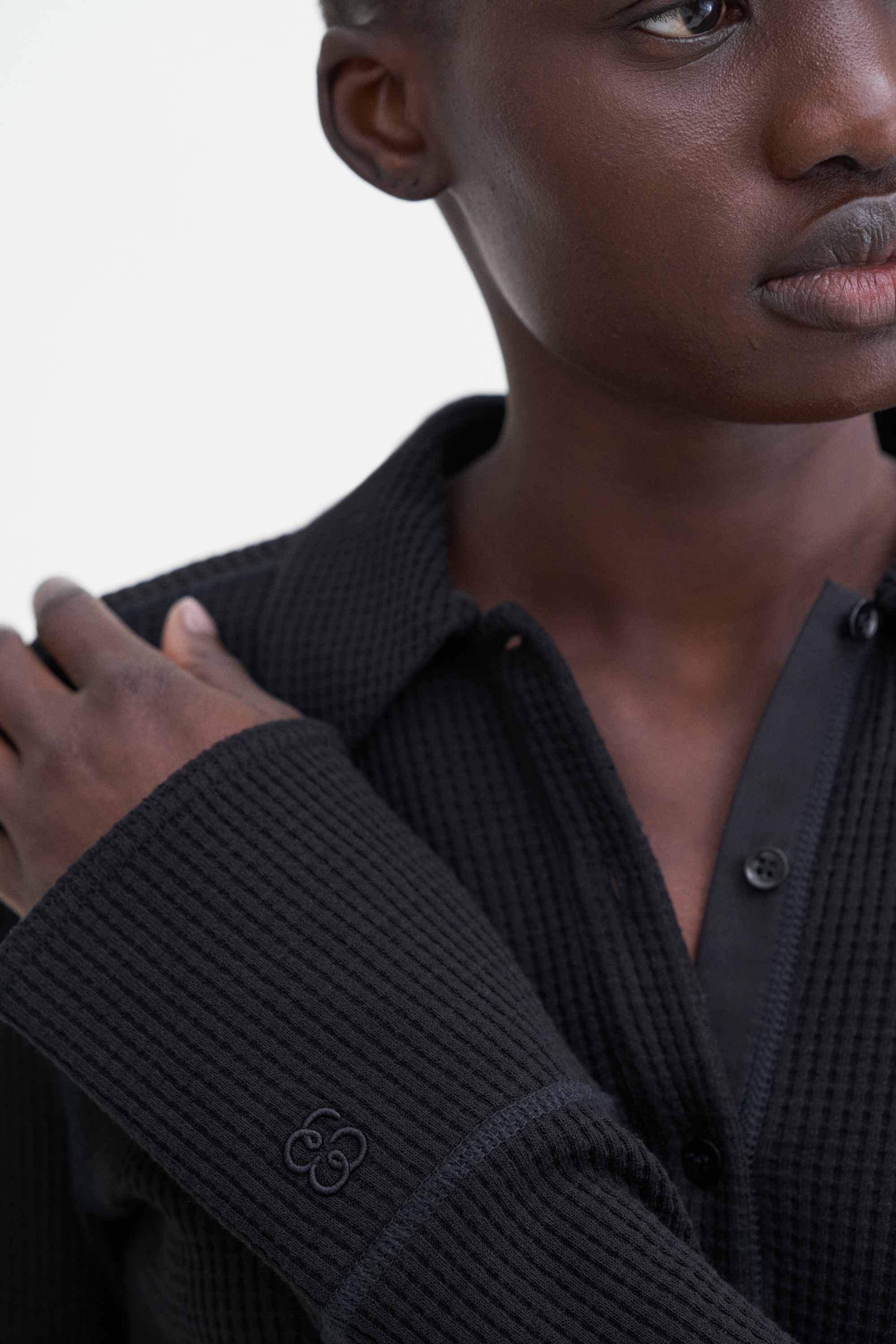 Shop Filippa K Waffle Polo Shirt In Black