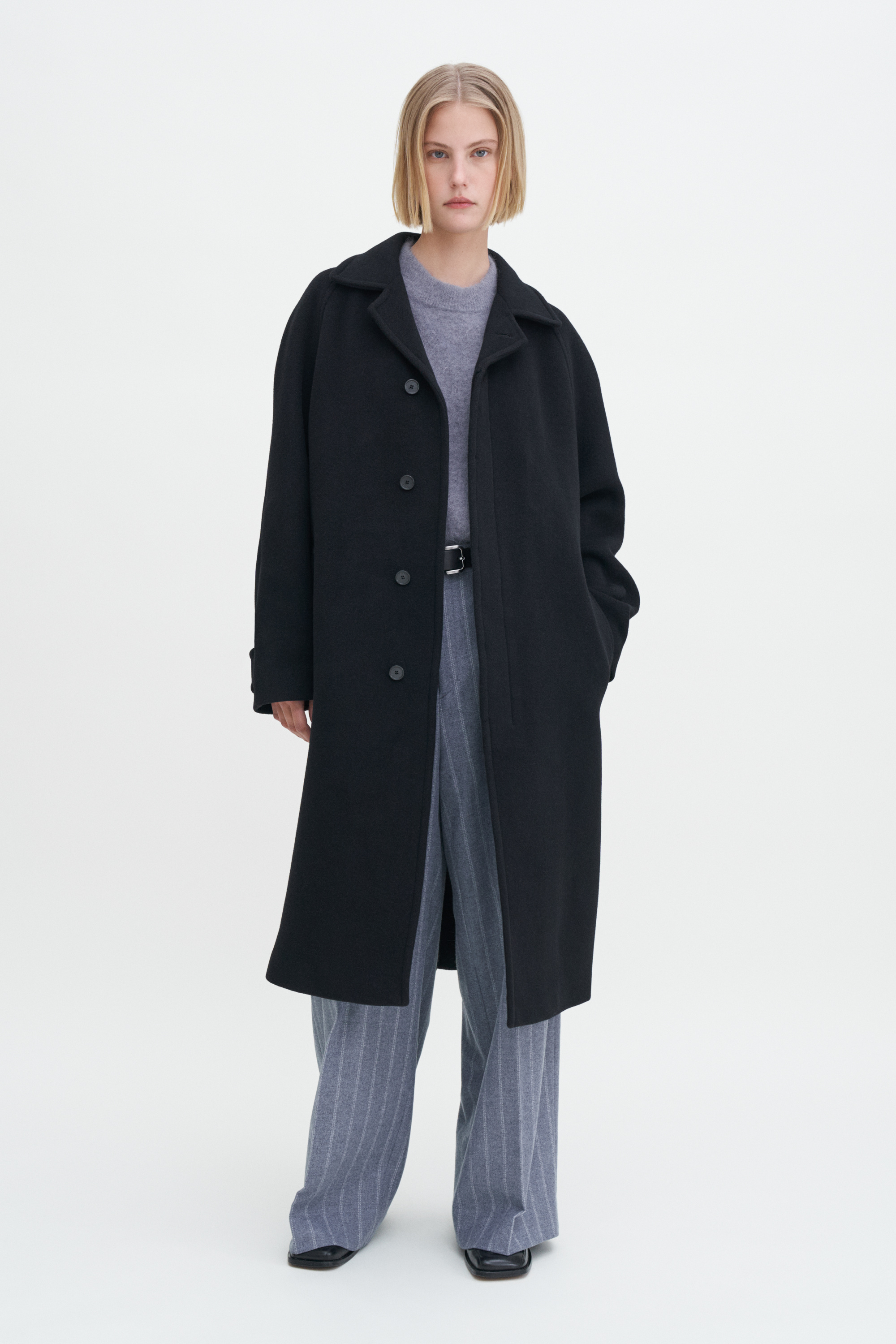 Shop Filippa K Wool Carcoat In Black