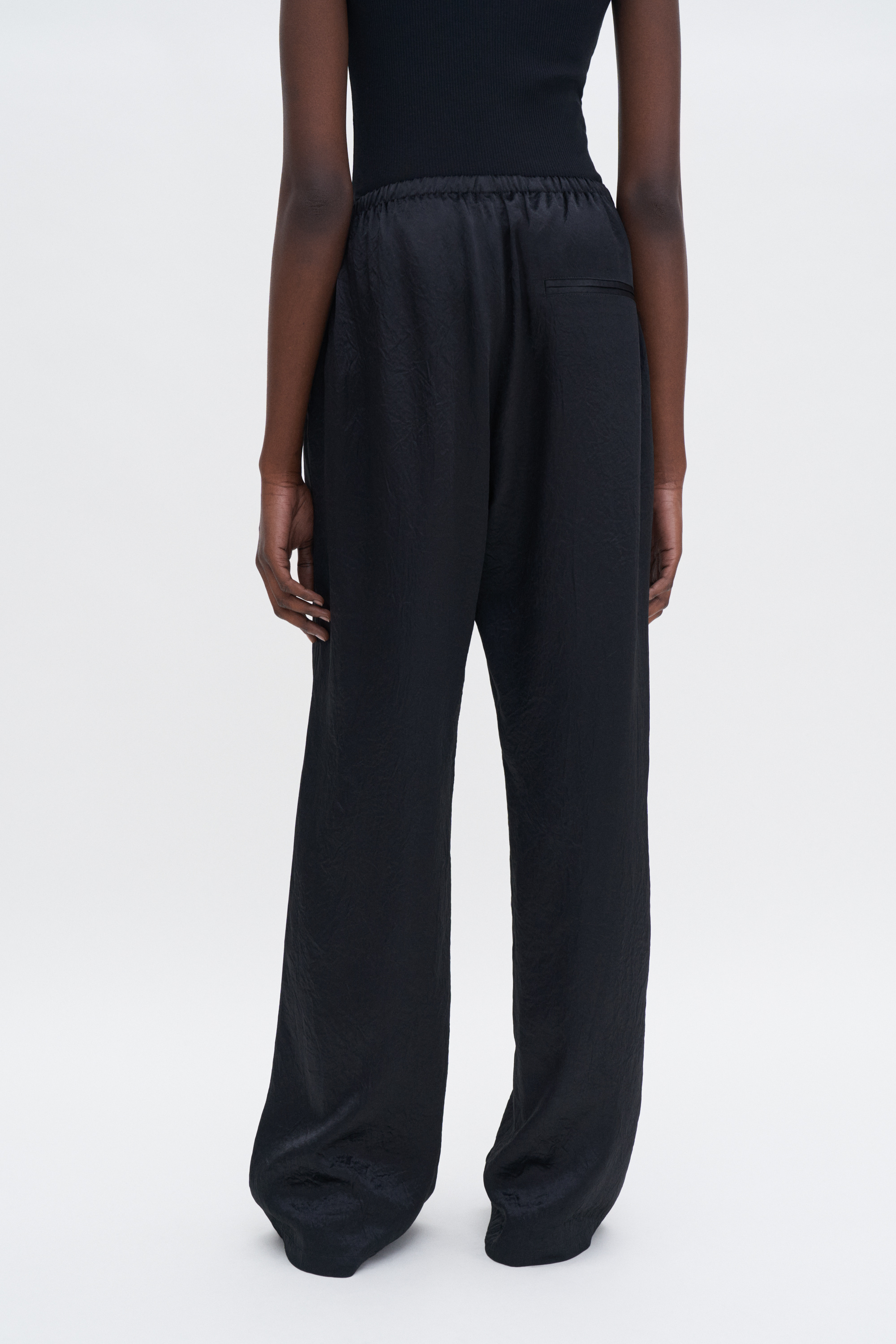 Filippa K Casual Crinkle Trousers In Black