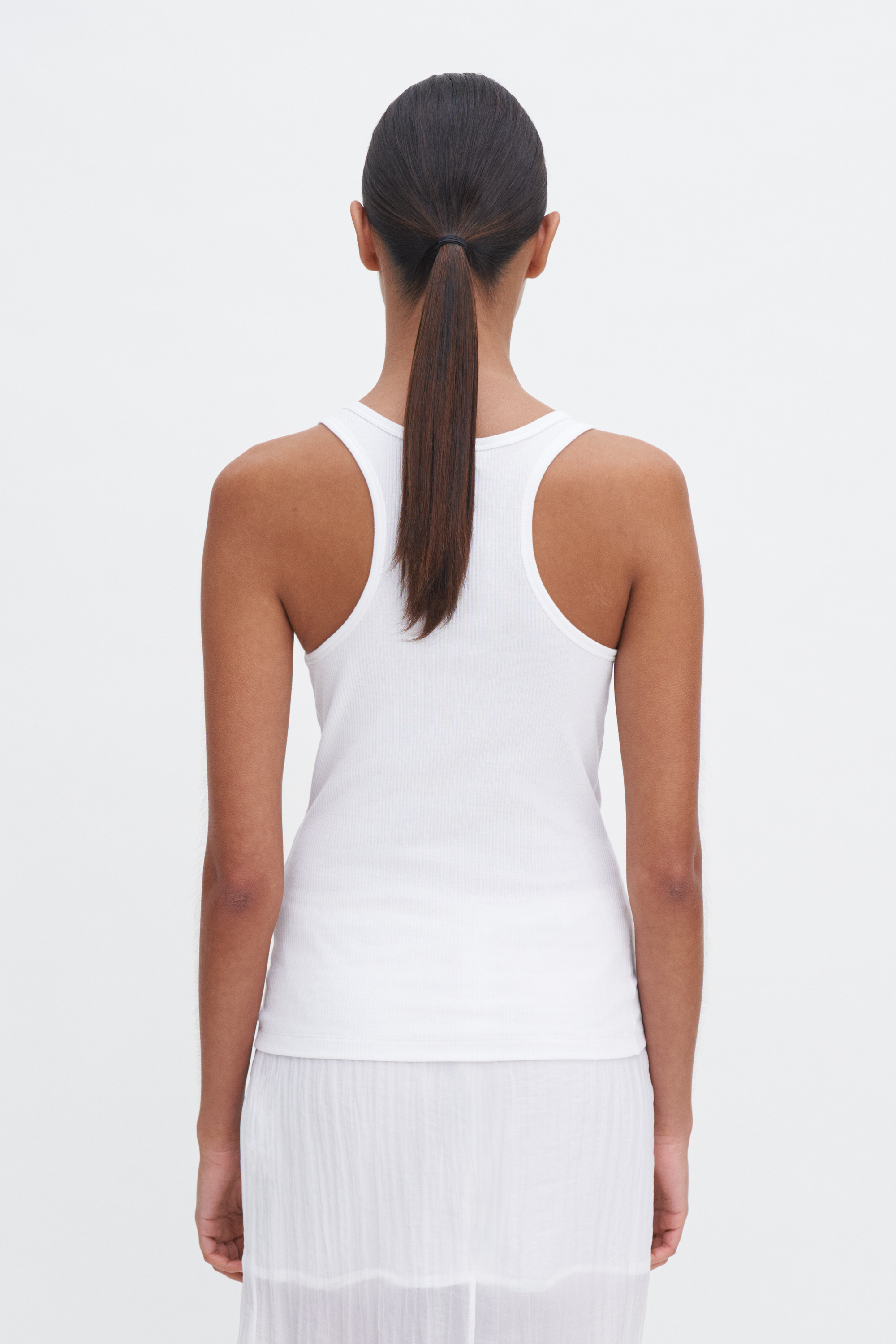 Shop Filippa K Fine Rib Scoop Tank In White